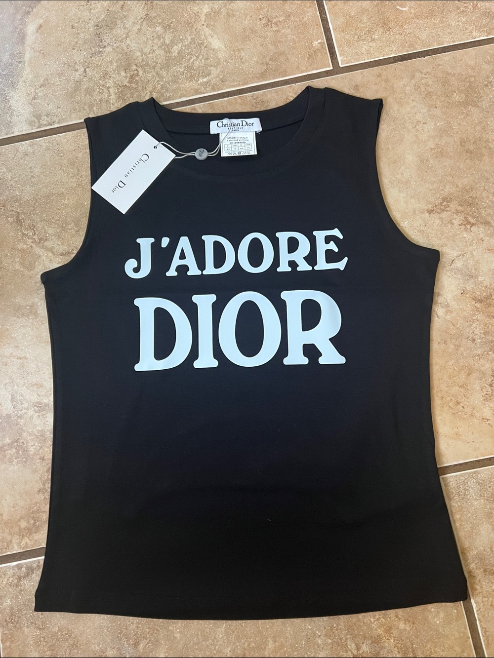 Jadore Dior Black Tank with White "World Champion 1947" Print nwt medium 10